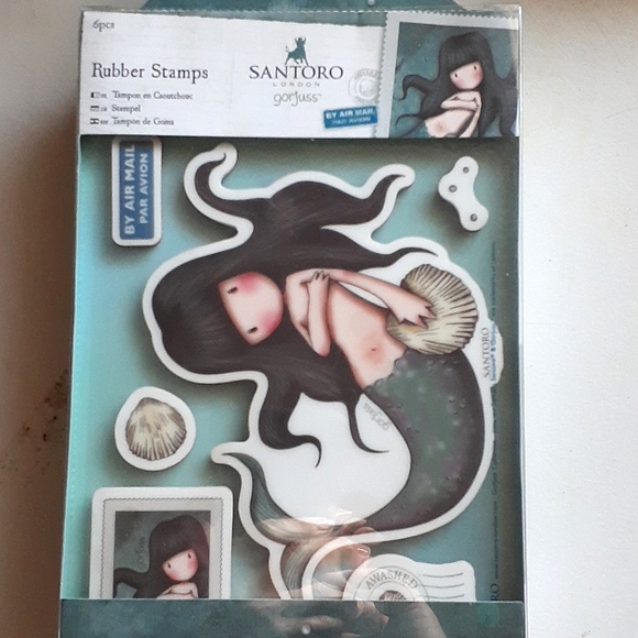 👉*NWT* GORJUSS GIRL STAMP SET~AWASHED~6pc SET~POSTAL COLLECTION~LARGE - Picture 3 of 5